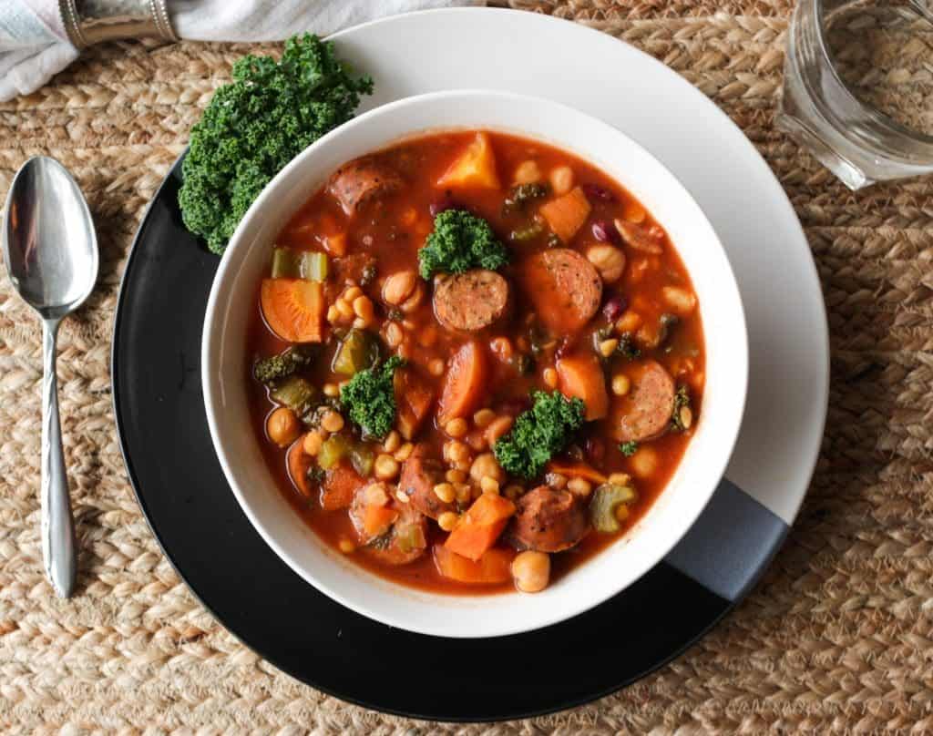 Instant Pot Lentil Soup Recipe 1 Lentil Sausage Soup-top down view