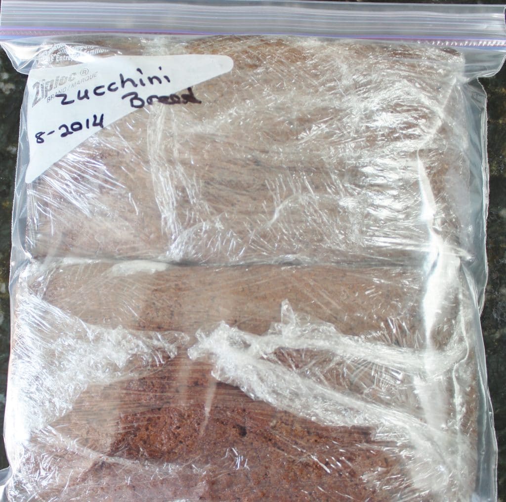 zucchini bread ready to go into the freezer