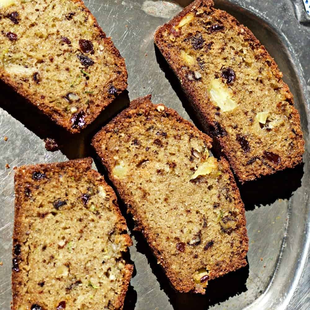 Zucchini Pineapple Bread is dairy free, healthy and delicious!