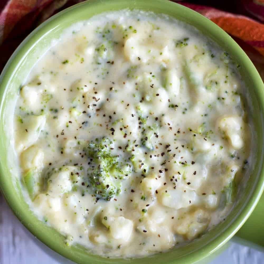 Creamy Broccoli cheese Soup with Cauliflower