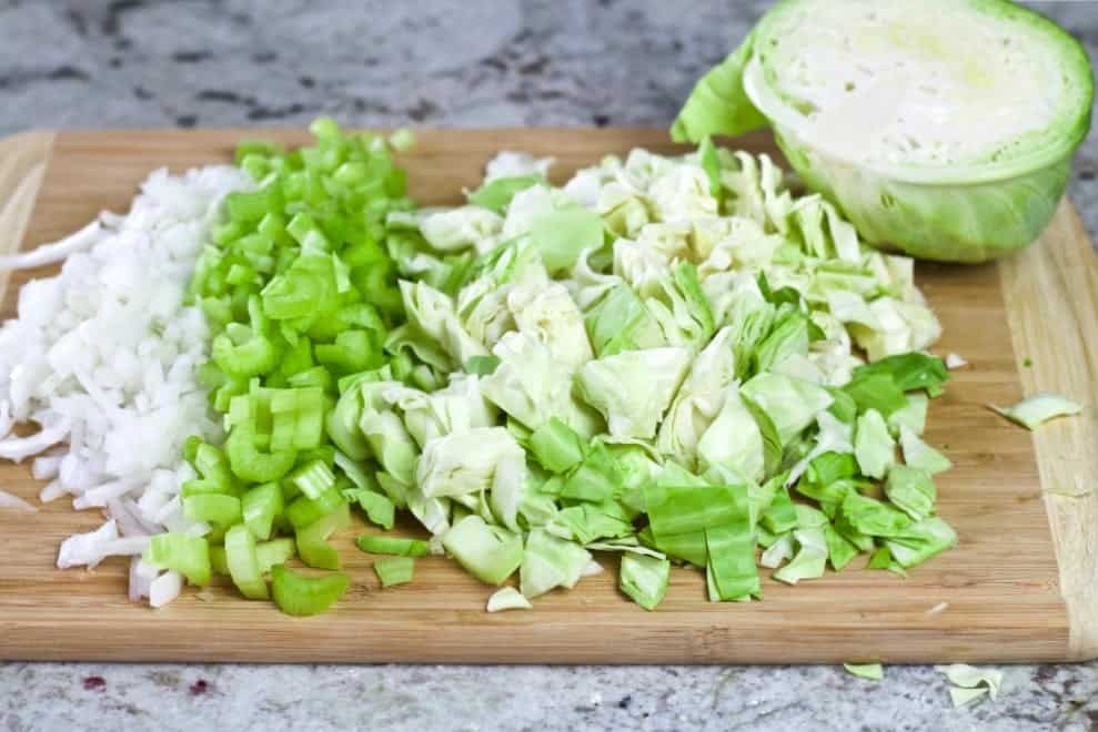 Cabbage Patch soup fresh veggies. onion, celery and cabbage
