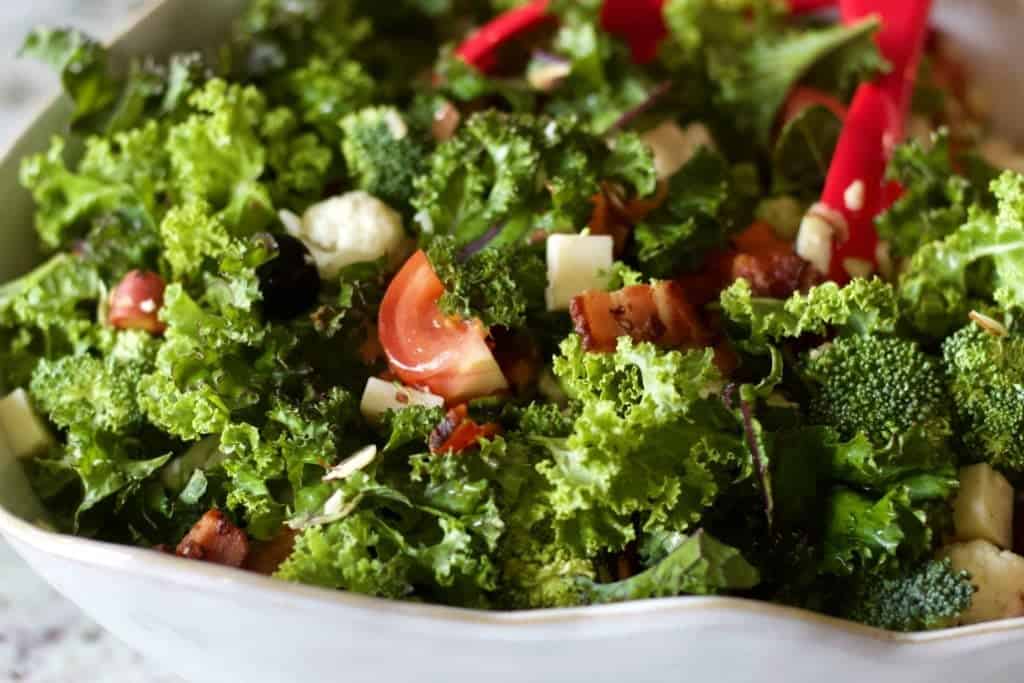 Fall Garden Salad in a white bowl