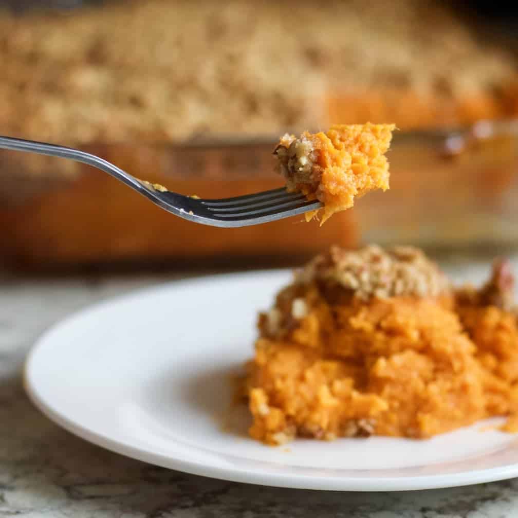 Sweet Potato Casserole with a Pecan Topping 8 Sweet Potato Casserole