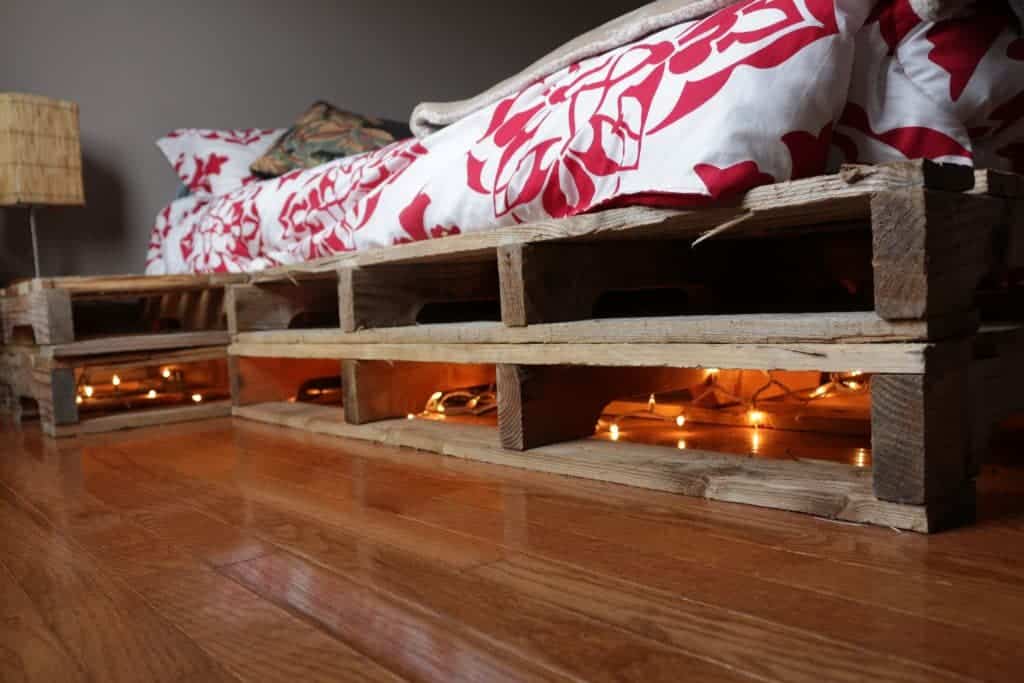 DIY Pallet Bed with tables