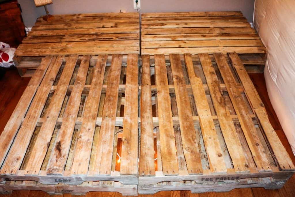 DIY Pallet board bed frame