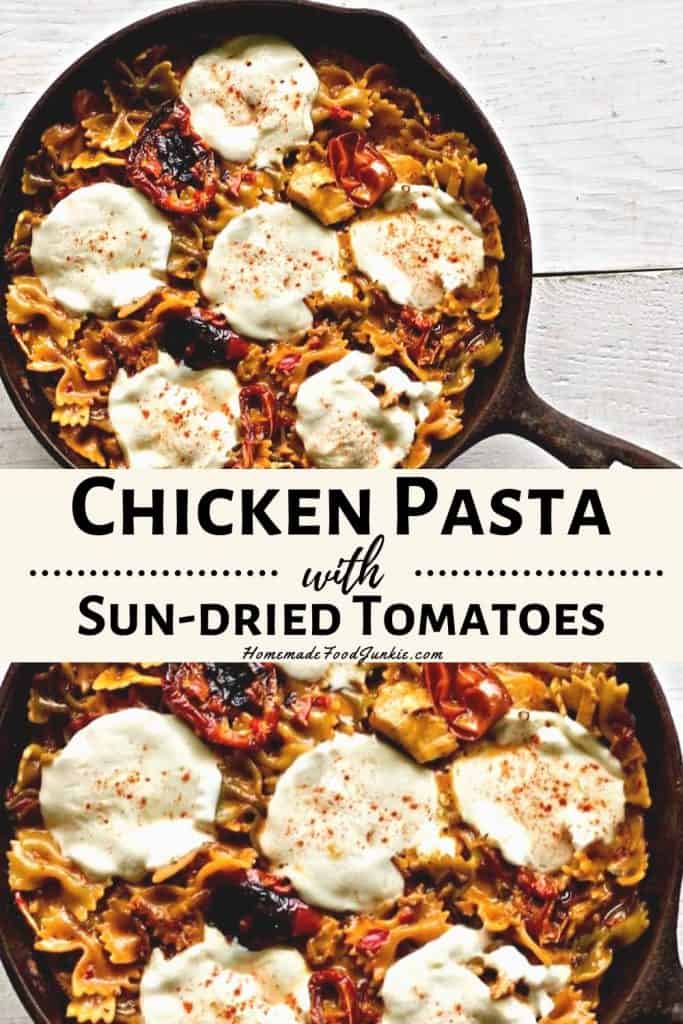 chicken pasta with sun dried tomatoes-pin image