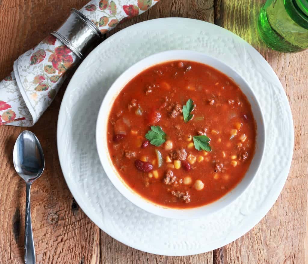 Crcok Pot Taco Soup healthy, tasty and satisfying. https://homemadefoodjunkie.1wp.site
