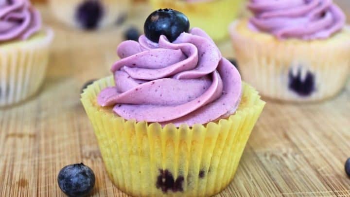 Delicious Blueberry Lemon Cupcakes with Blueberry Frosting. mde entirely from scratch! https://homemadefoodjunkie.1wp.site