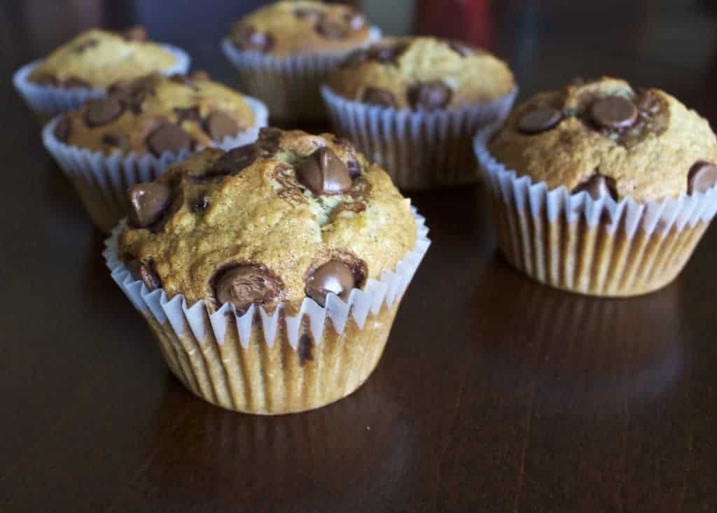 Chocolate Chip Banana Muffins. These low sodium snacks are also perfect for breakfast! Love those chocolate chips!