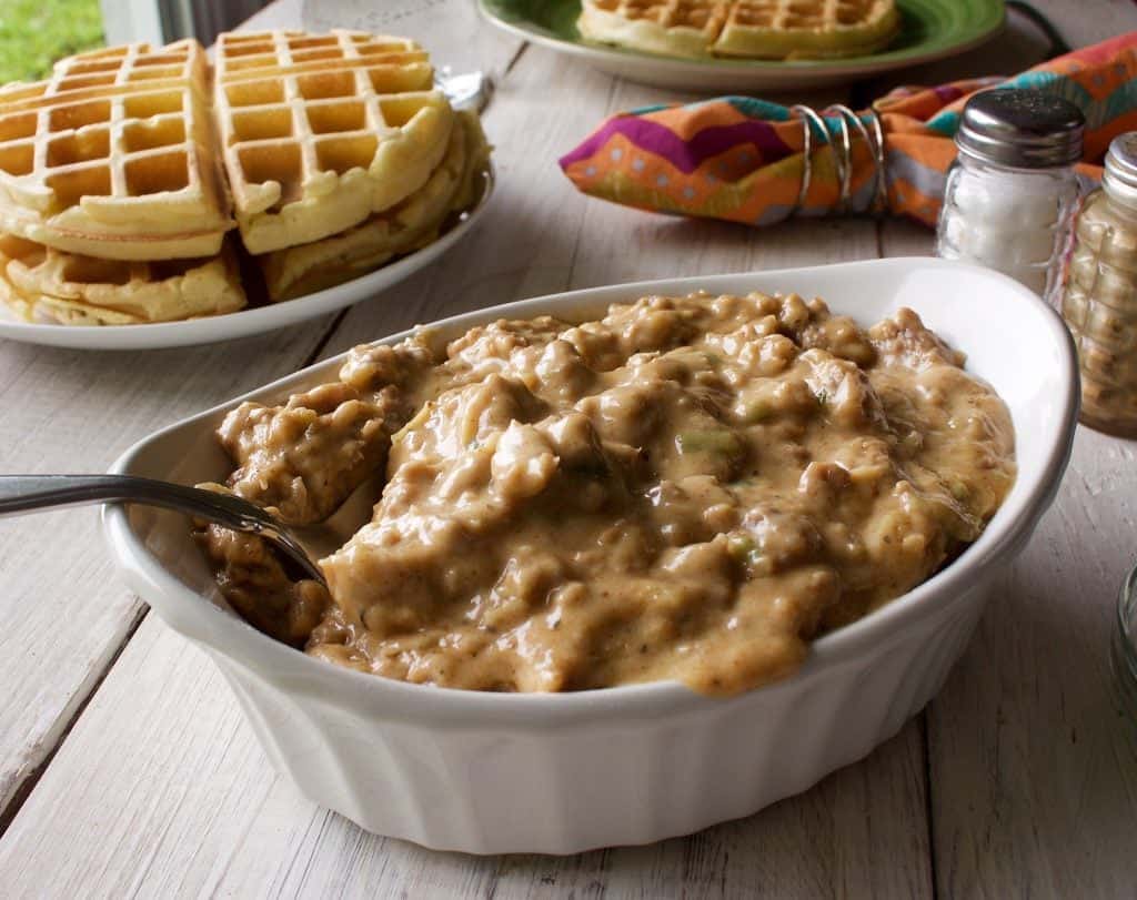 Savory waffles and gravy