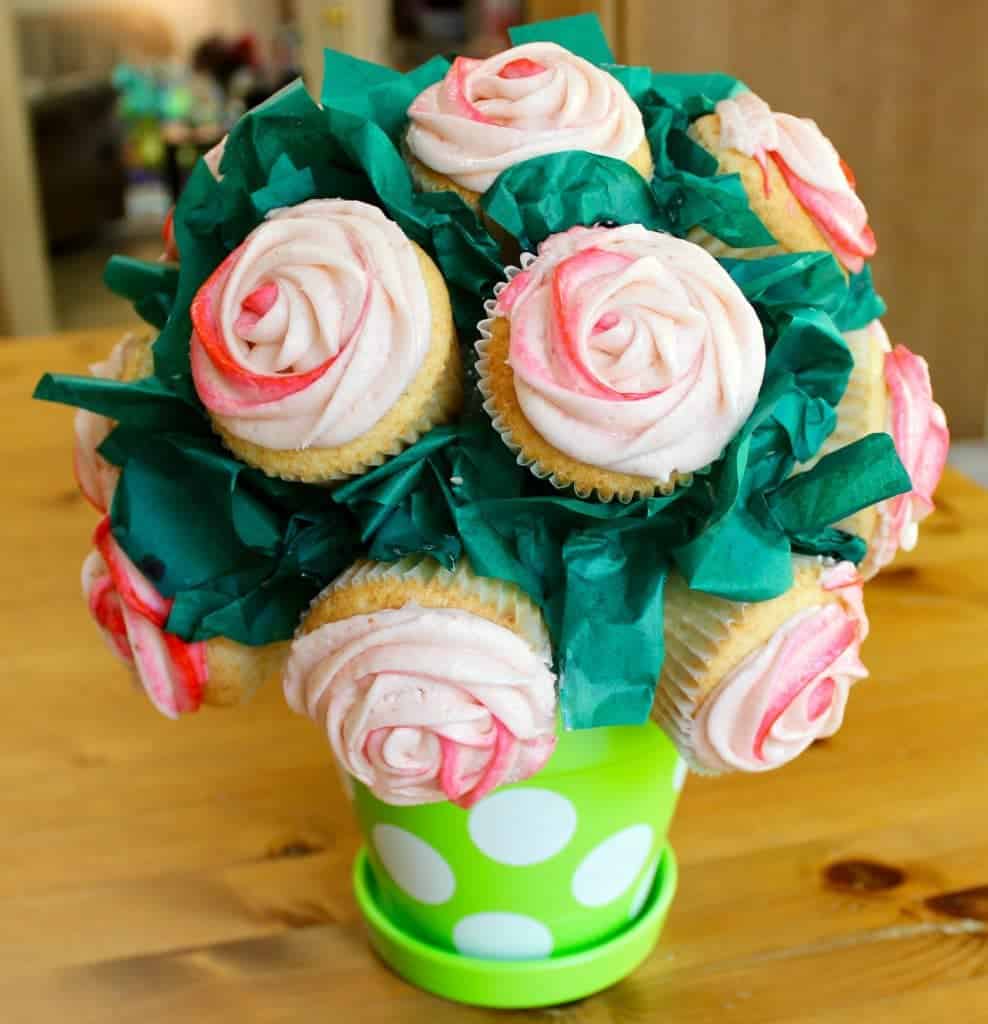Moscato Cupcakes with Strawberry Frosting Cupcake Bouquet