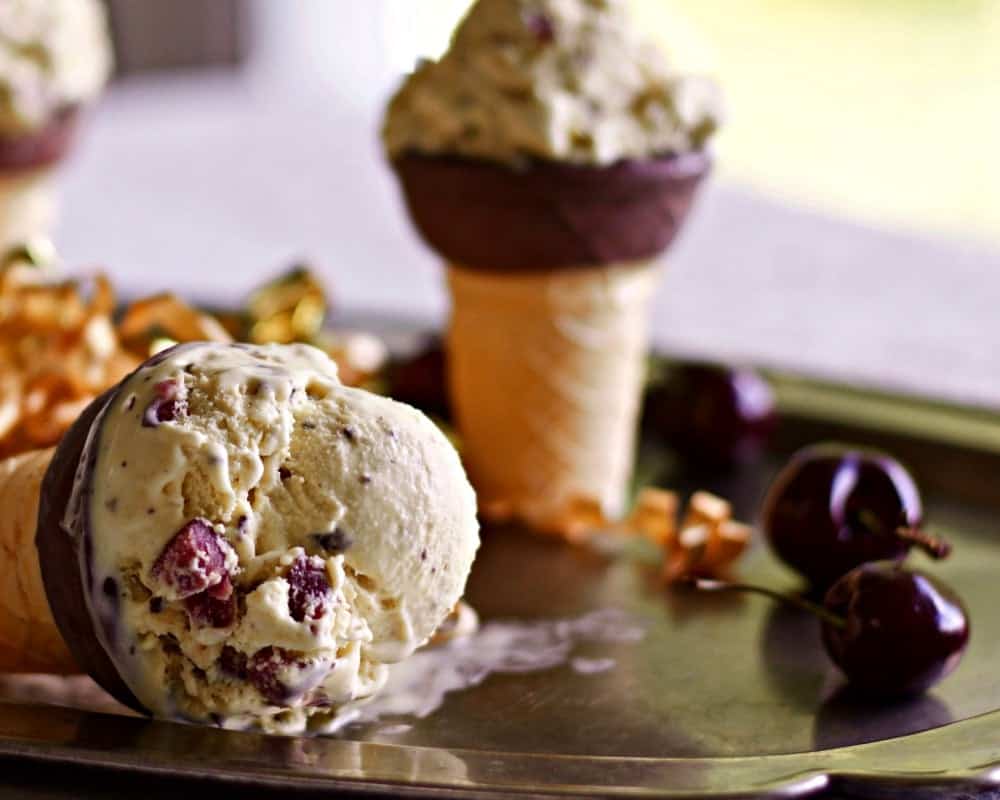 Dark Chocolate Cherry Custard Ice Cream