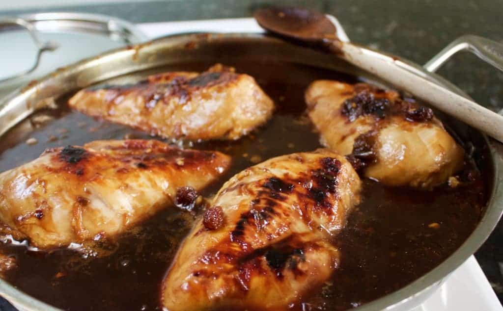 Pan Fried Rhubarb Chicken is an easy, flavorful chicken dinner by www.homemadefoodjunkie.com