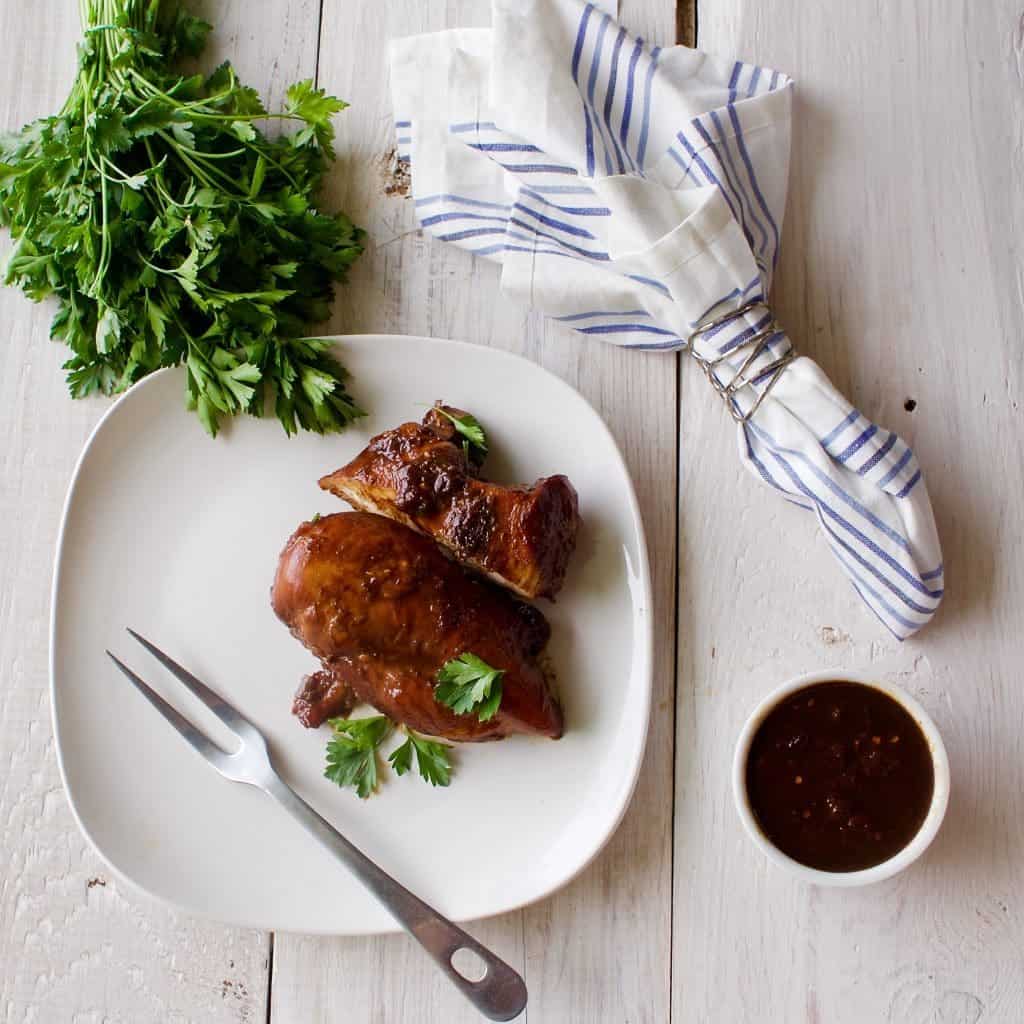Pan Fried Rhubarb Chicken is so good! Who needs a fancy restaurant? This simple, healthy meal makes chicken into something special!