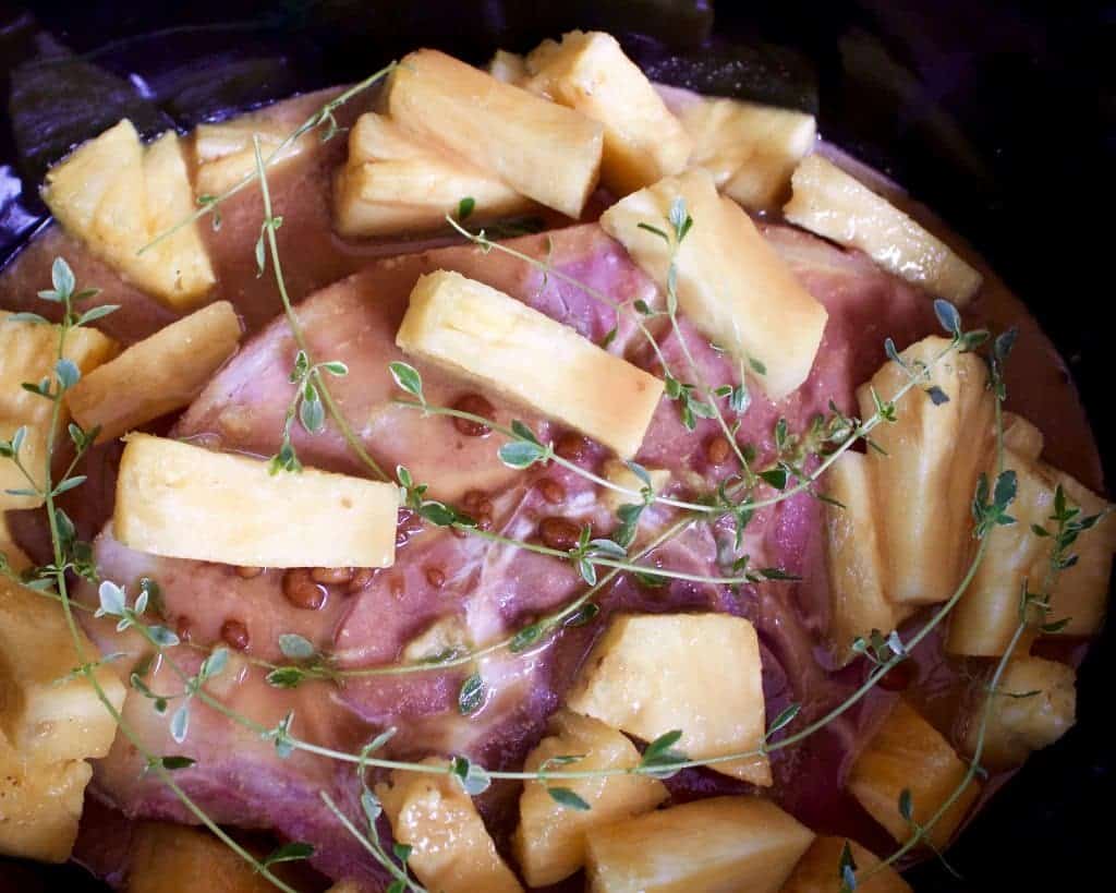 Slow Cook Pineapple Ham Steaks in Mustard Sauce