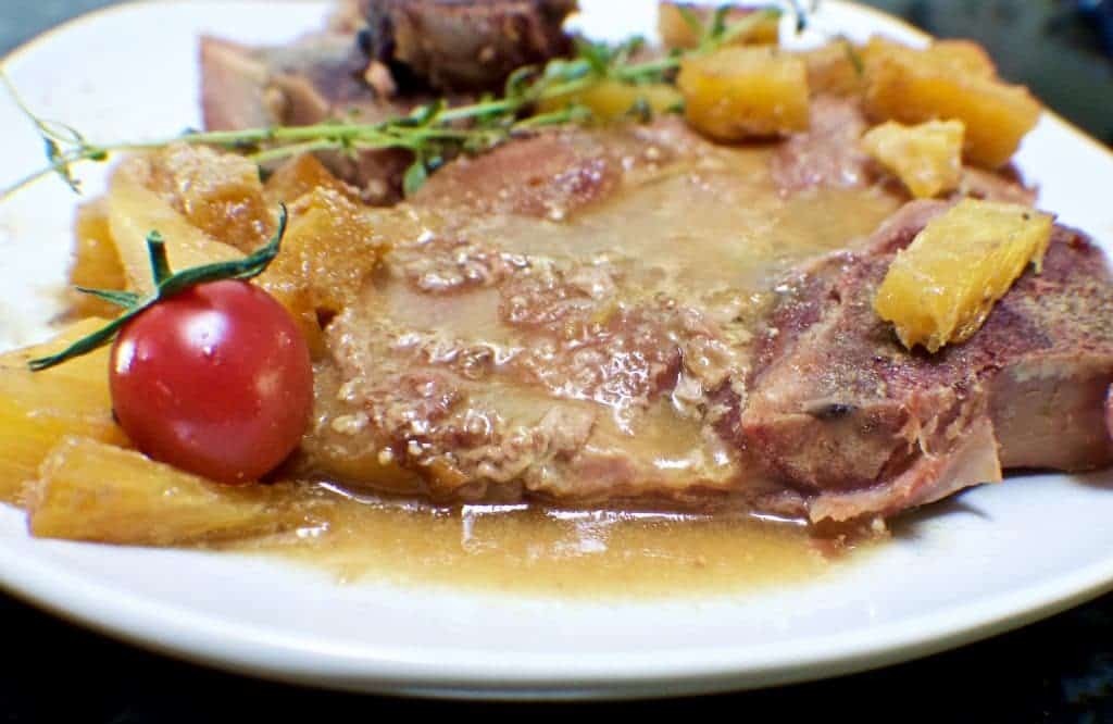 Slow Cook Pineapple Ham Steaks in Mustard sauce