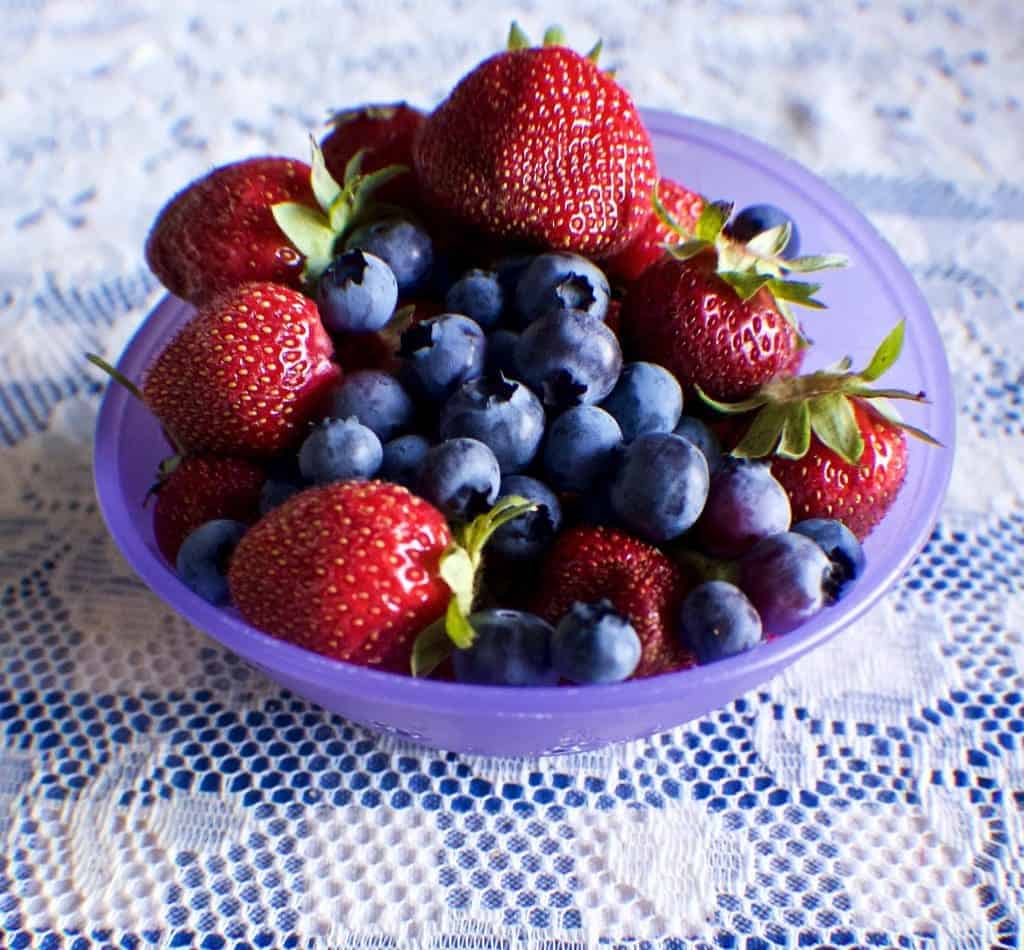 homegrown strawberries and blueberries 2015