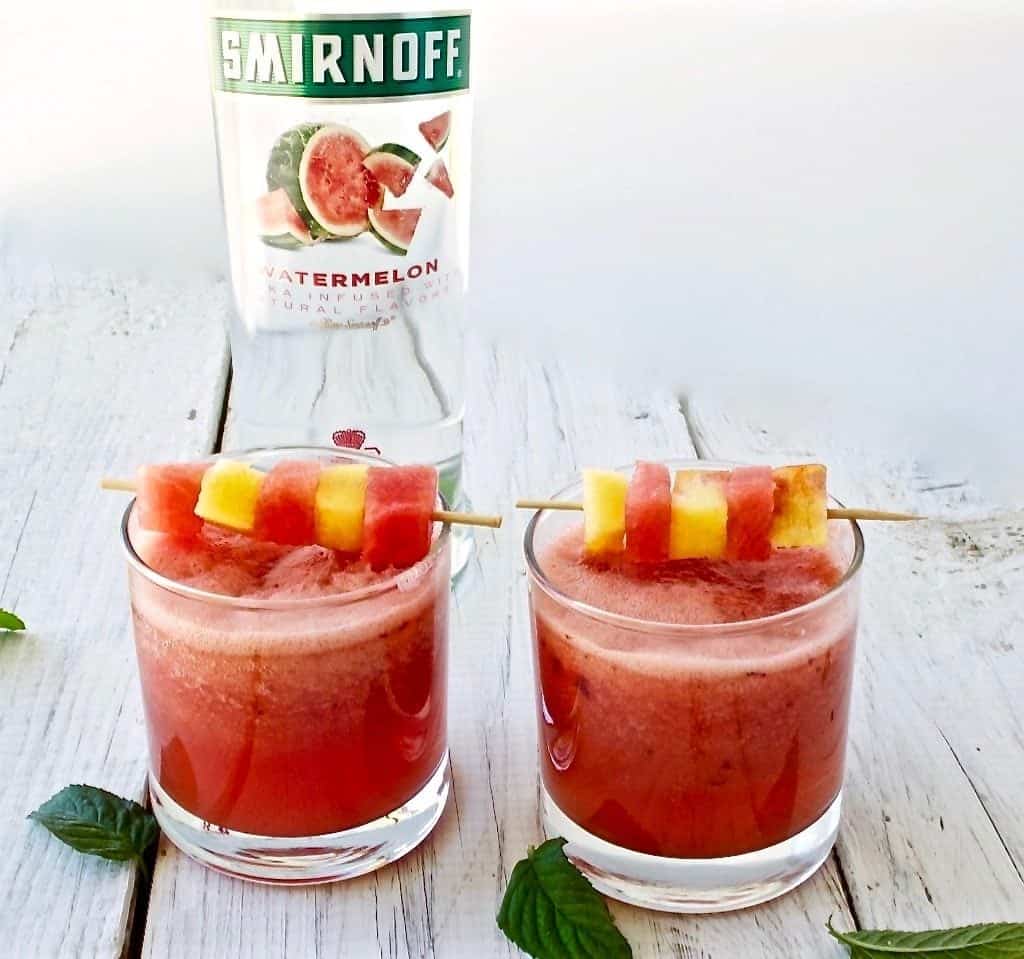 "Watermelon Peach Cocktail Made with pureed fresh fruit. Pure summer refreshment! https://homemadefoodjunkie.1wp.site