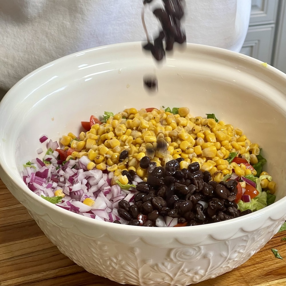 assembling blackened chicken salad
