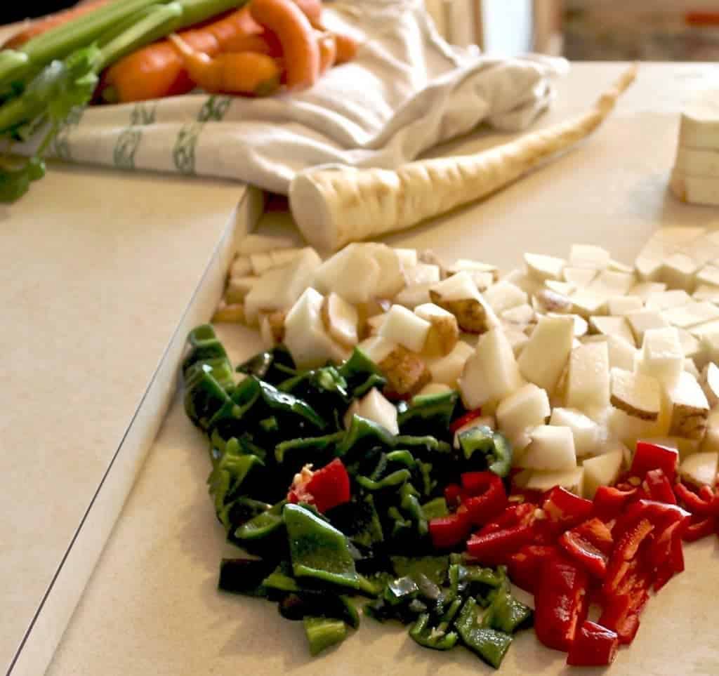 Crock Pot Beef and Rice Stew 6 Chopped garden veggies