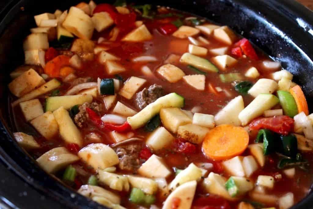 Crock Pot Beef and Rice Stew 7 Crock Pot Beef Stew in the making
