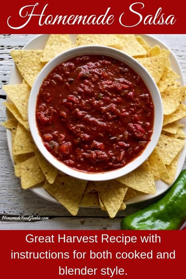 Homemade Salsa is a good way to use up your Tomato and pepper harvest. This post is for both cooked or blender style Salsa. #salsa #condiments #sauce #Tomato #peppers #Recipe #gardentotable 