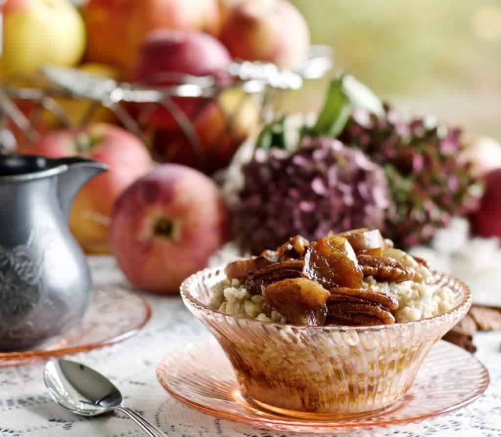 Steel Cut Oats with fried Maple Apple Pecans