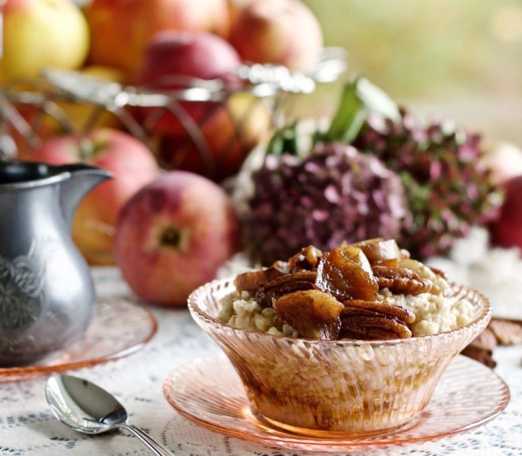 Steel Cut Oats with fried Maple Apple Pecans