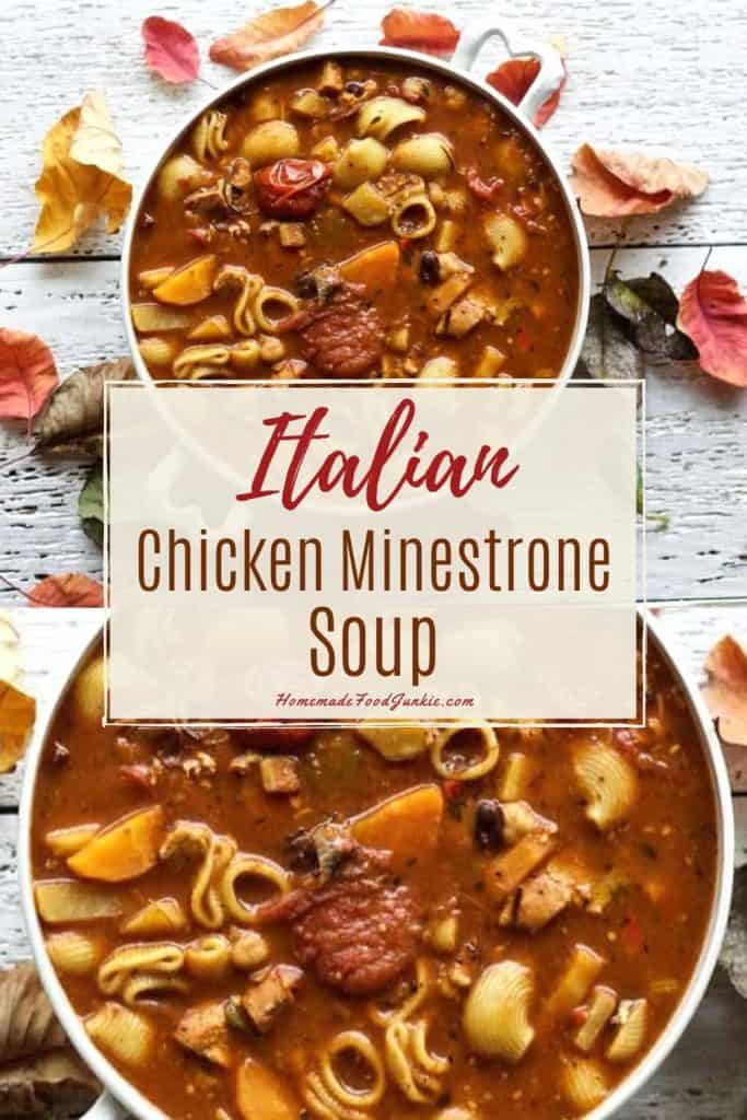 Italian chicken minestrone soup-pin image