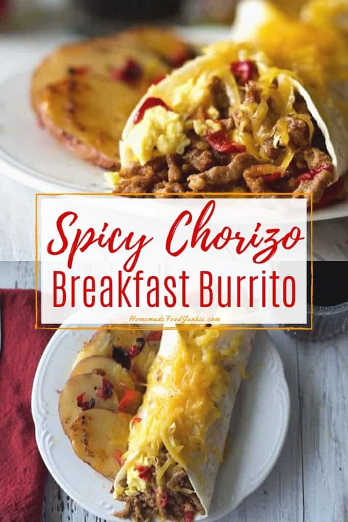 Spicy Chorizo Breakfast Burrito-pin image