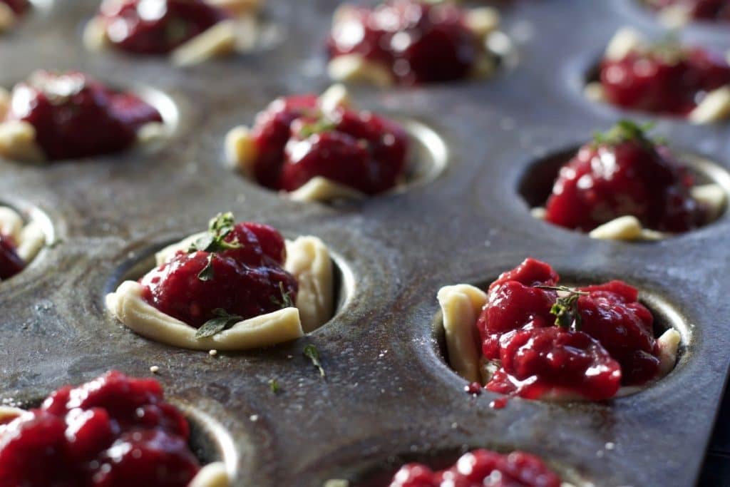 Cranberry Raspberry Brie Bites