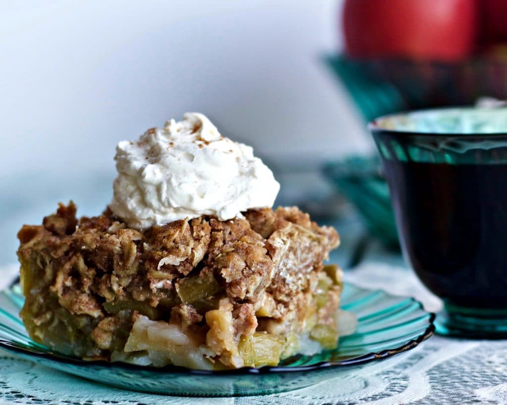 Mid Winter Rhubarb Apple Fruit Crisp A delicious treat made with Maple Syrup! https://homemadefoodjunkie.1wp.site