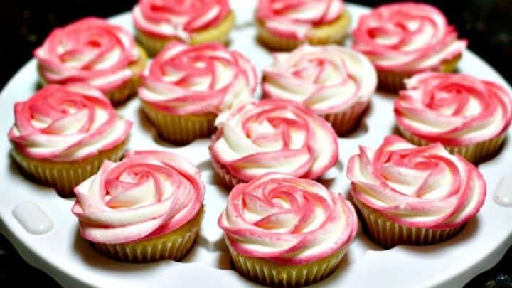Moscato Cupcakes with Strawberry Frosting