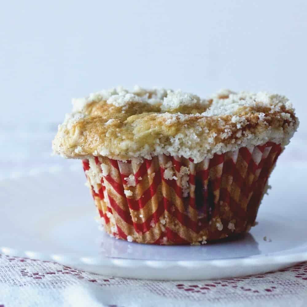 Rhubarb Blueberry Cardamom Streusel muffins