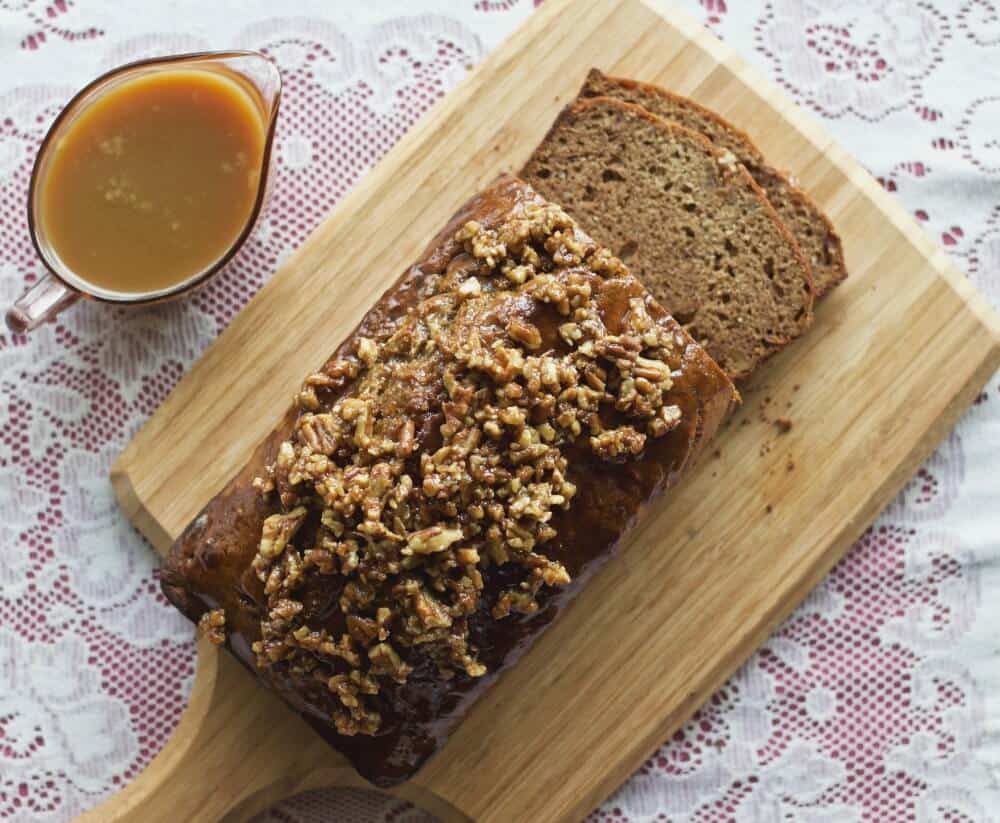 Caramel Pecan Banana Date Bread