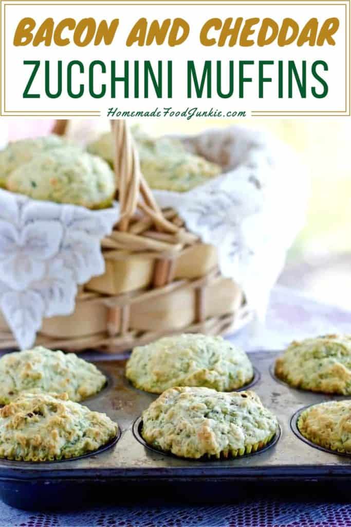 Bacon and cheddar zucchini muffins-pin image