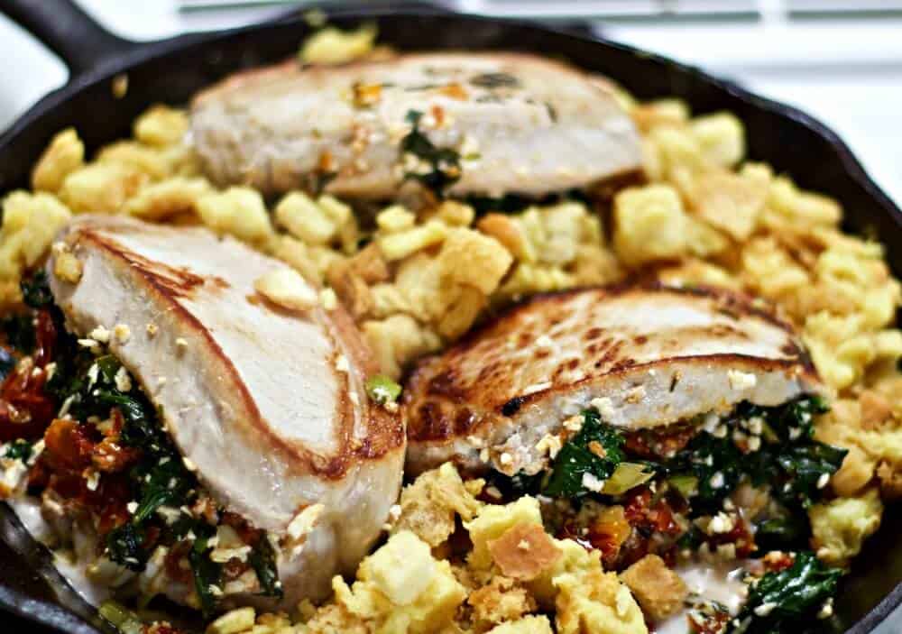 Fusion Stuffed Pork Chops cooking. https://homemadefoodjunkie.1wp.site