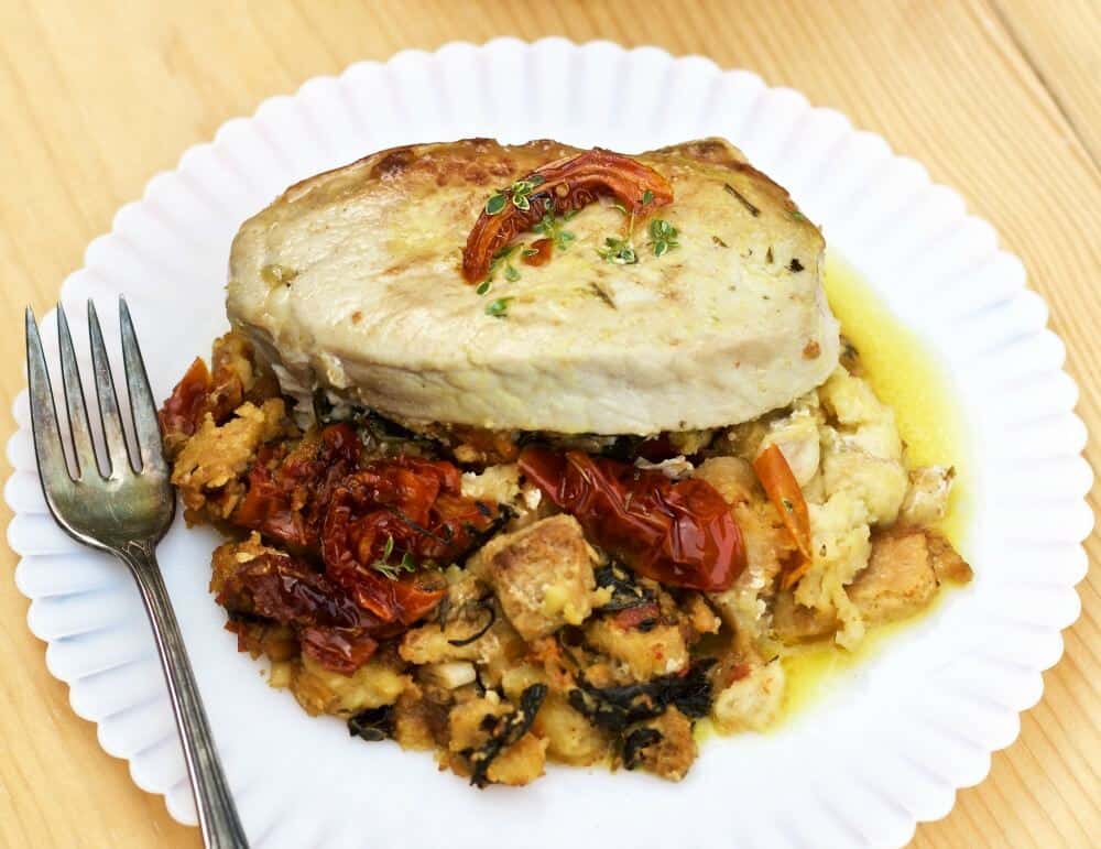 Fusion Stuffed Pork Chops is a healthy low sugar complete meal! https://homemadefoodjunkie.1wp.site