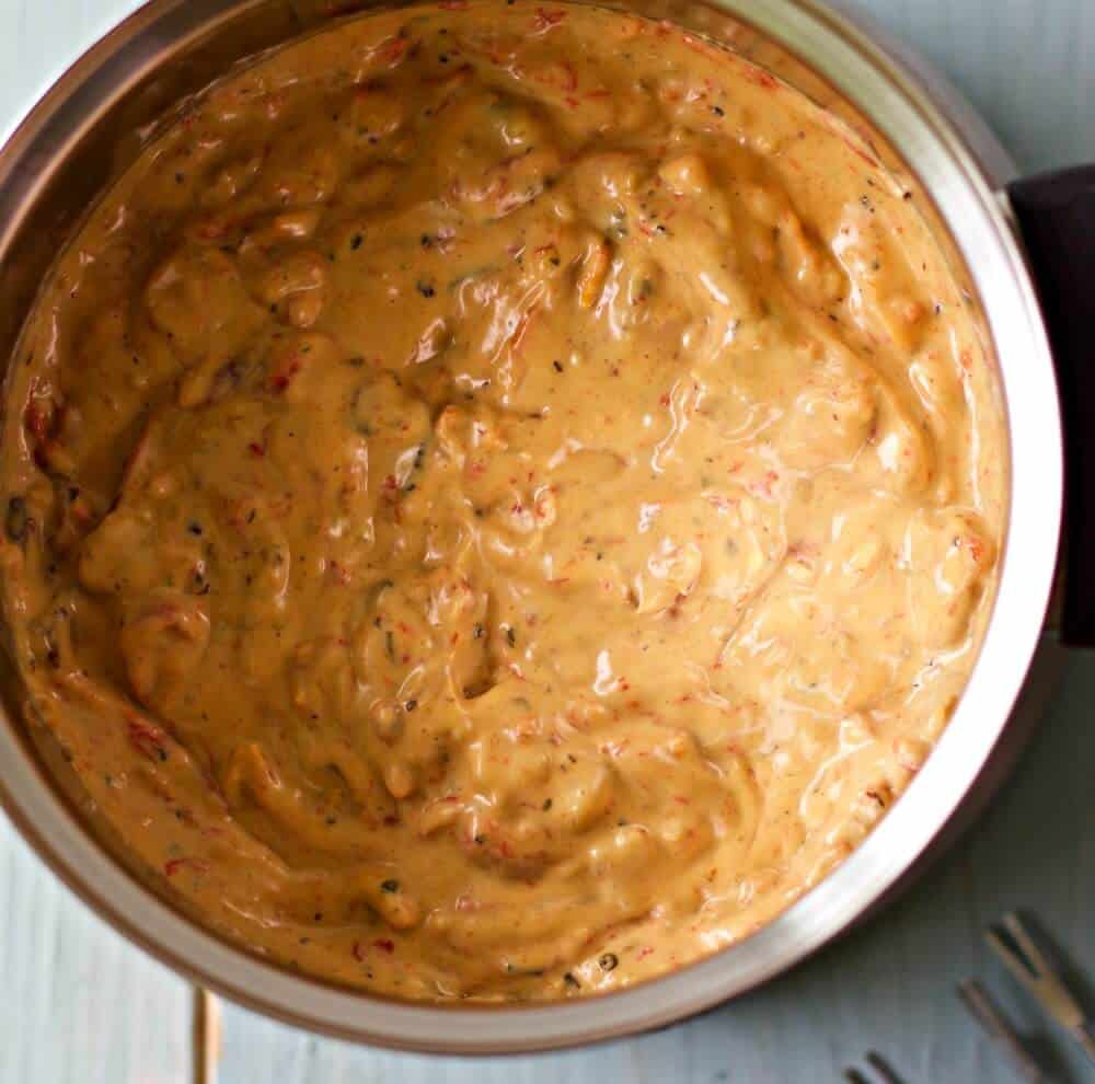 Roasted Pepper Cheese Fondue Sauce Low Carb, Low Sugar, Gluten Free https://homemadefoodjunkie.1wp.site