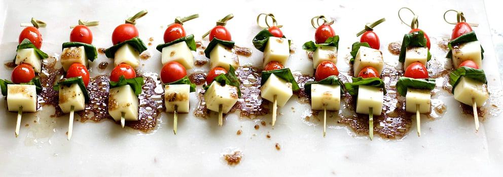 Caprese Salad Bites Appetizer Recipe 3 Caprese salad bites w balsalmic