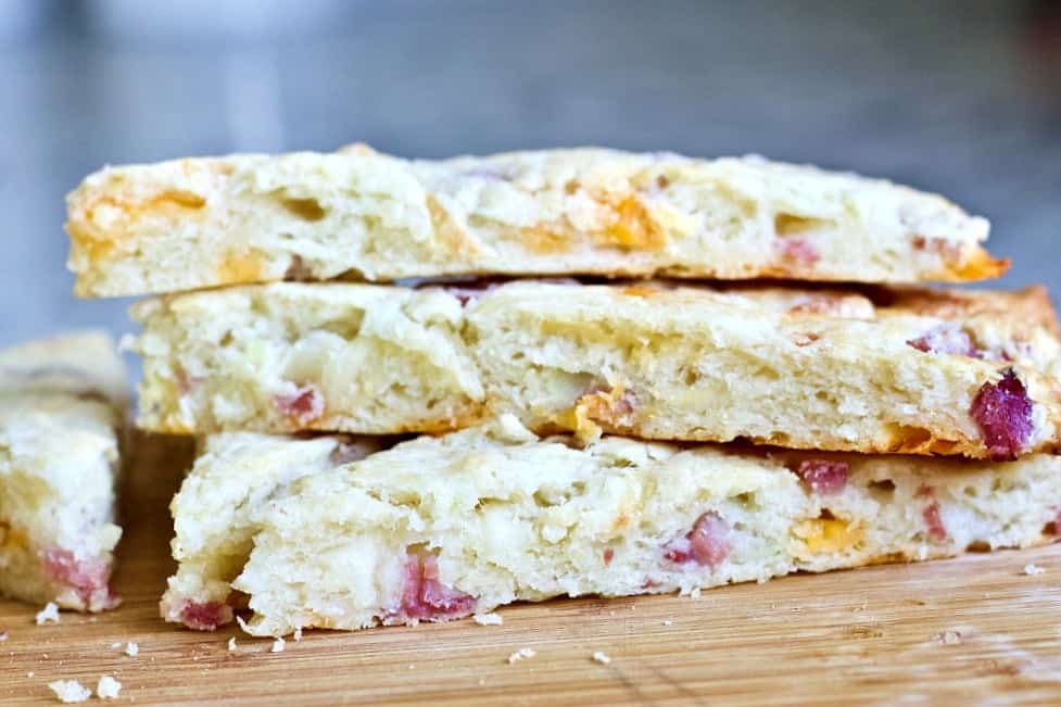 Ham and Cheese Scones Recipe 7 Ham and cheese scones stacked pieces