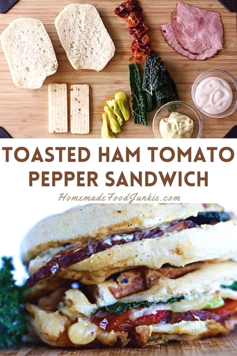 Toasted ham tomato pepper sandwich-pin image