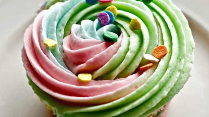 multi colored rainbow cupcakes