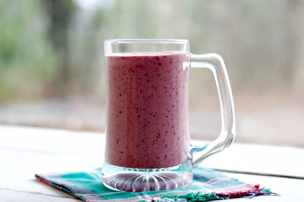 Healthy Blackberry smoothie with spring greens