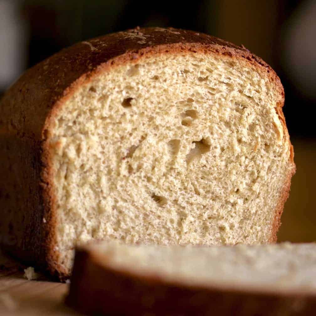 Irish Oat Bread cut for crumb shot.