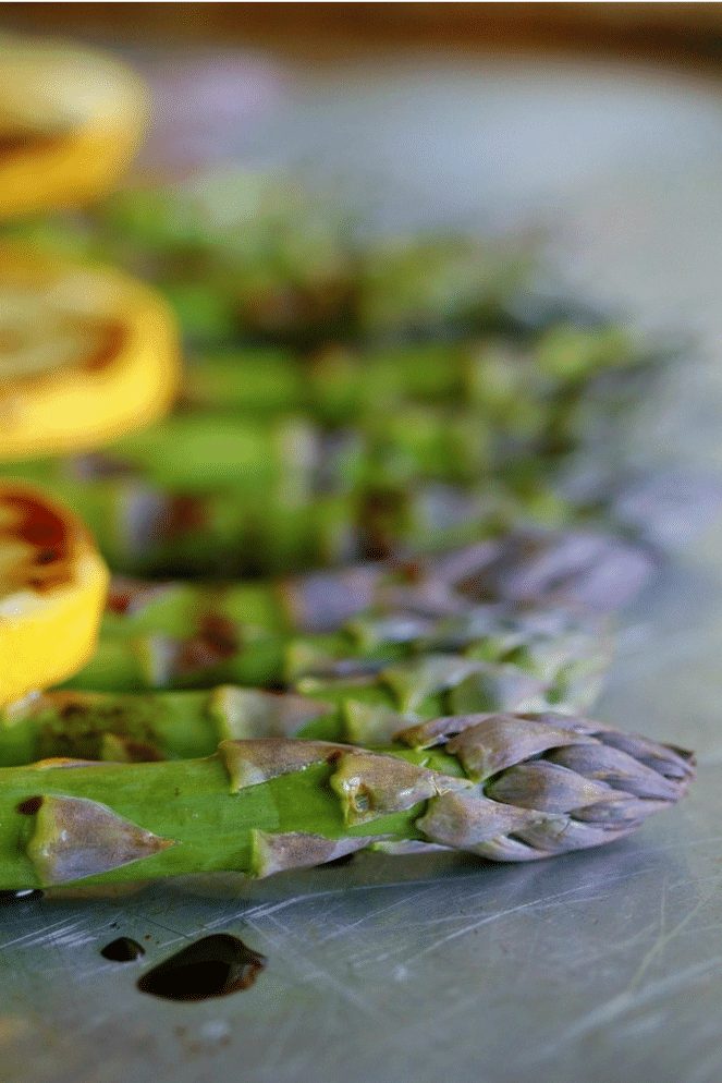Asparagus on baking sheet