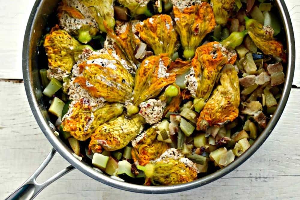 Stuffed Squash blossom Stir Fry