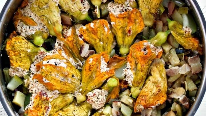 Stuffed Squash blossom Stir Fry