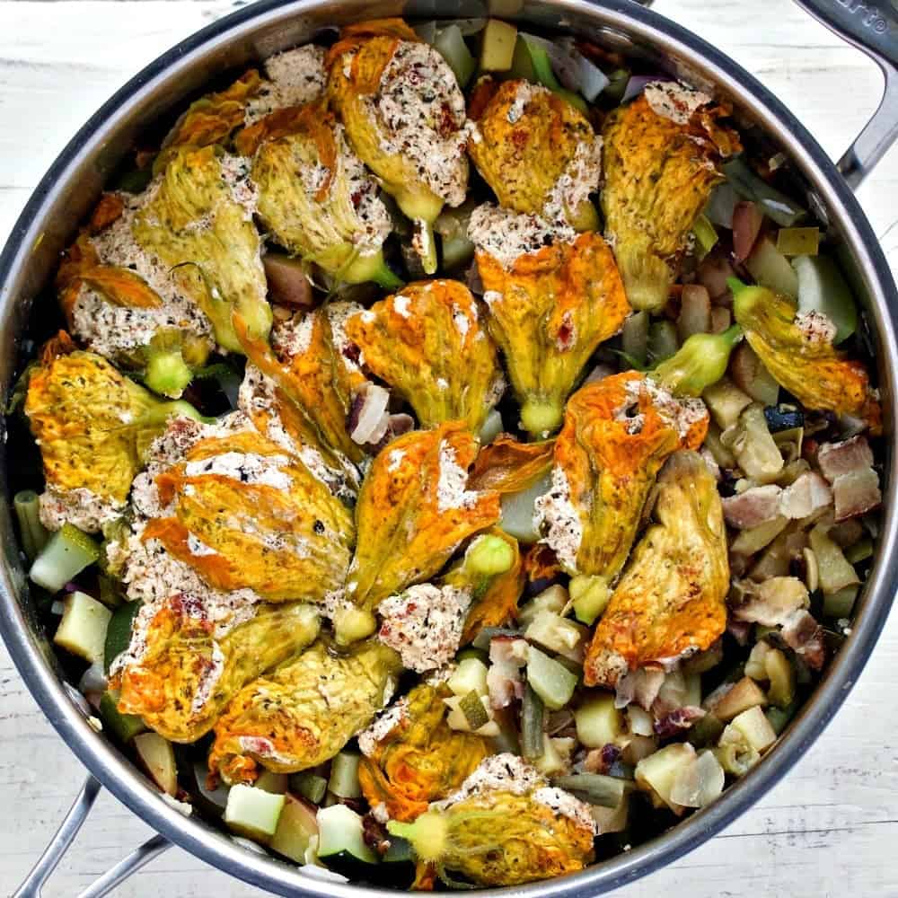 Stuffed Squash blossom Stir Fry