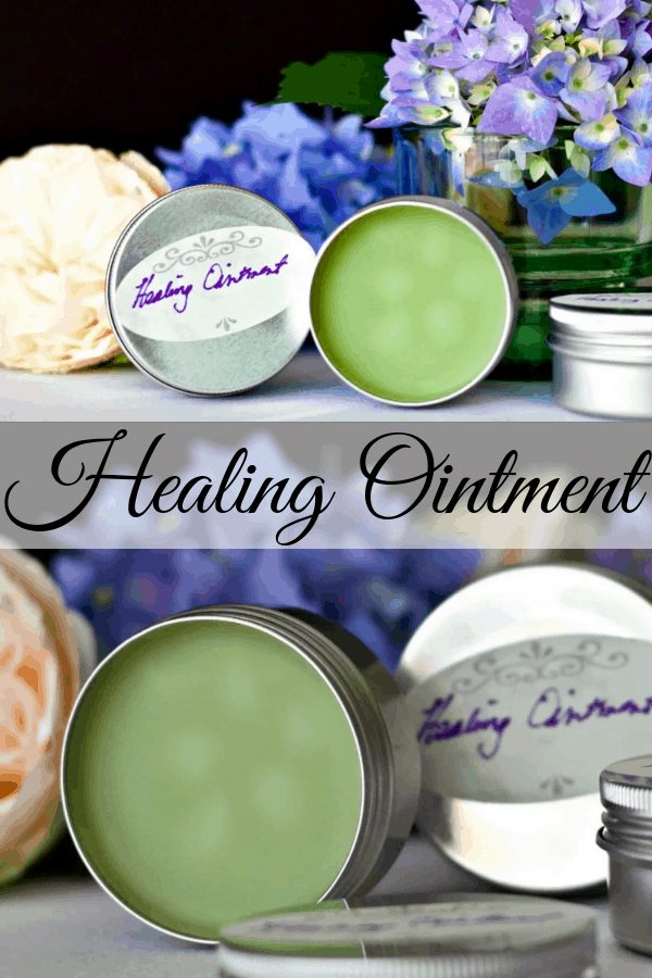 Healing Ointment soothes bug bites, skin irritations, dry and cracked skin and more. This homemade ointment is easy to make and makes great personal gifts. #healingointment #skincare #firstaid